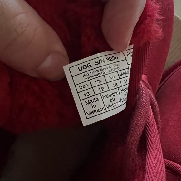 UGG Plush Neumel Boot Red Suede Shearling Lace Up Round Toe Ankle Men's Size 13 - Picture 8 of 8